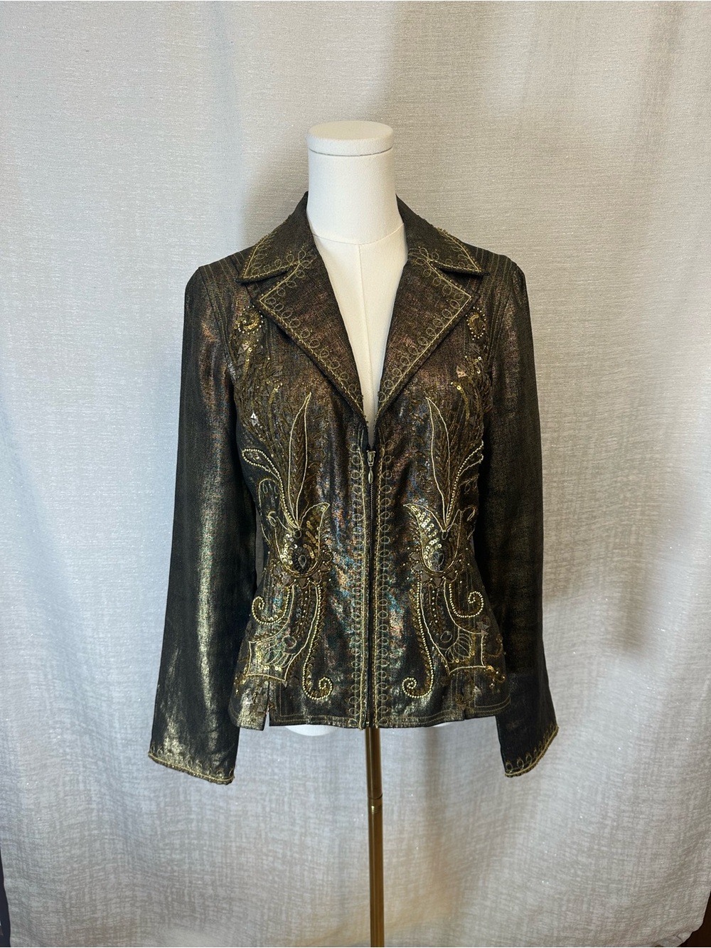 Rare Vintage BEREK Embellished Beaded Sequin Jacket - Metallic Thread Art Sample